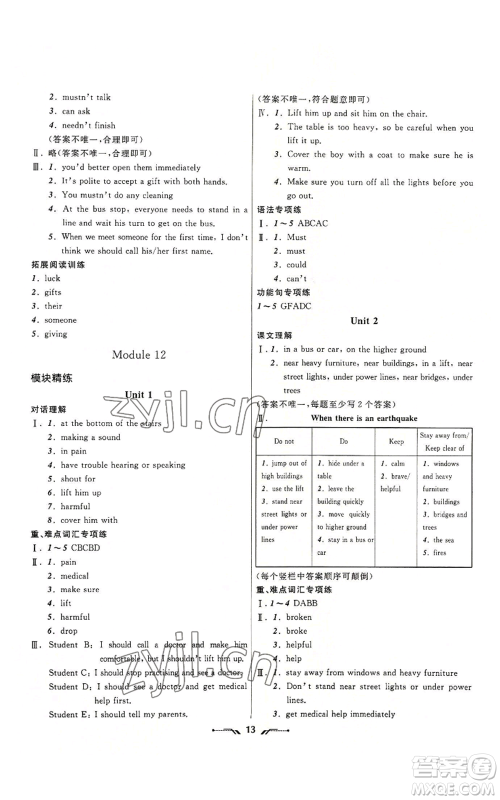 辽宁师范大学出版社2022新课程新教材导航学英语八年级上册外研版参考答案