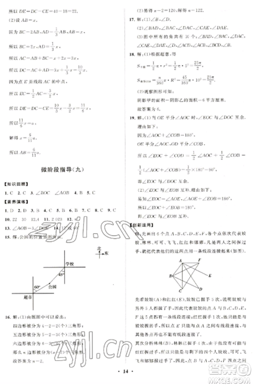 山东教育出版社2022初中同步练习册分层卷七年级数学上册北师大版参考答案