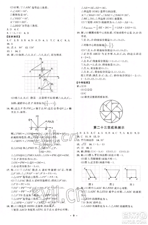 山东教育出版社2022初中同步练习册分层卷九年级数学上册人教版参考答案