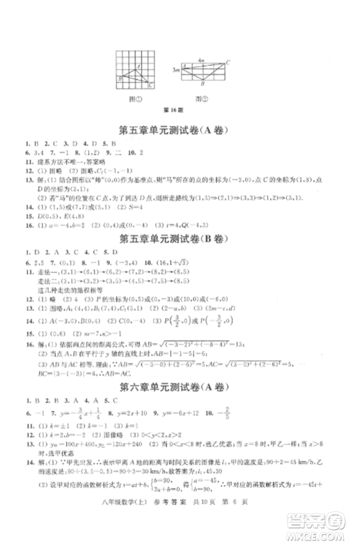 南京出版社2022伴你学单元达标测试卷八年级数学上册苏科版参考答案