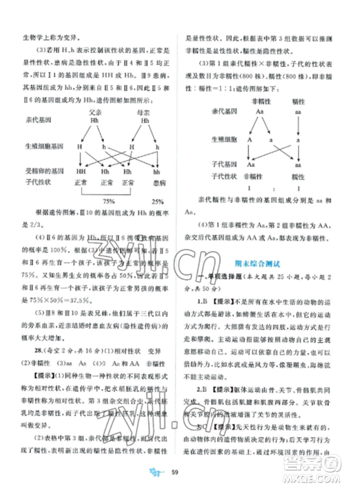 广西师范大学出版社2022新课程学习与测评单元双测八年级生物上册北师大B版参考答案 广西师范大学出版社2022新课程学习与测评单元双测八年级生物上册北师大B版参考答案