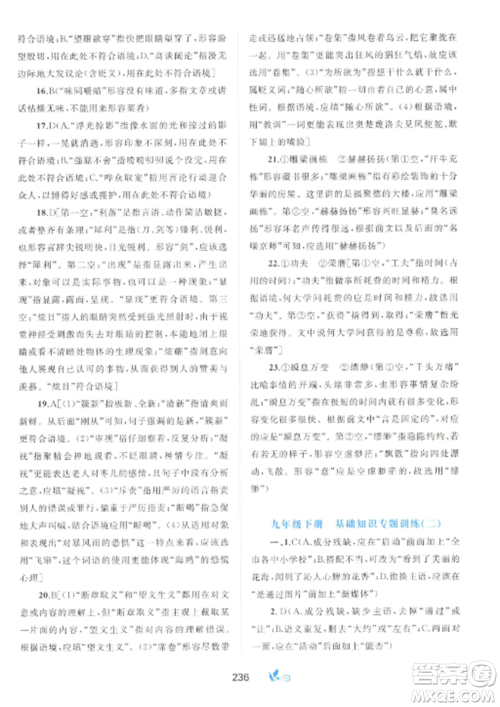 广西师范大学出版社2022新课程学习与测评单元双测九年级语文全册人教版A版参考答案