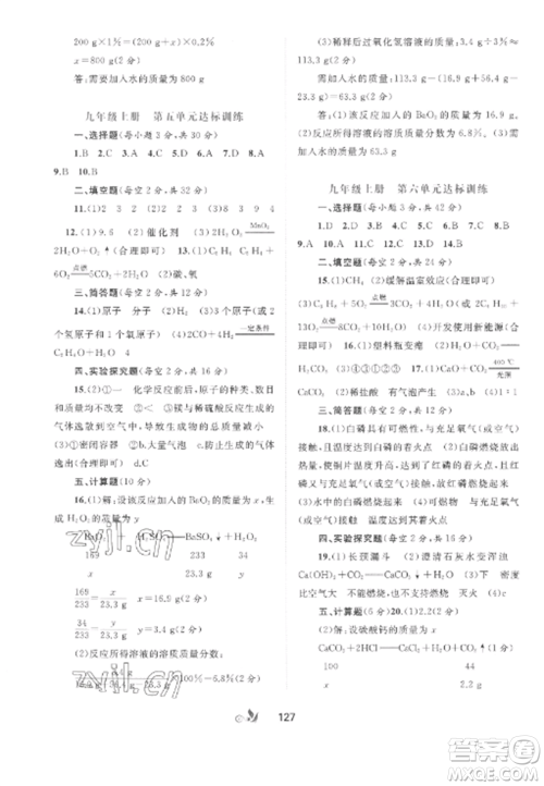 广西师范大学出版社2022新课程学习与测评单元双测九年级化学全册鲁教版C版参考答案