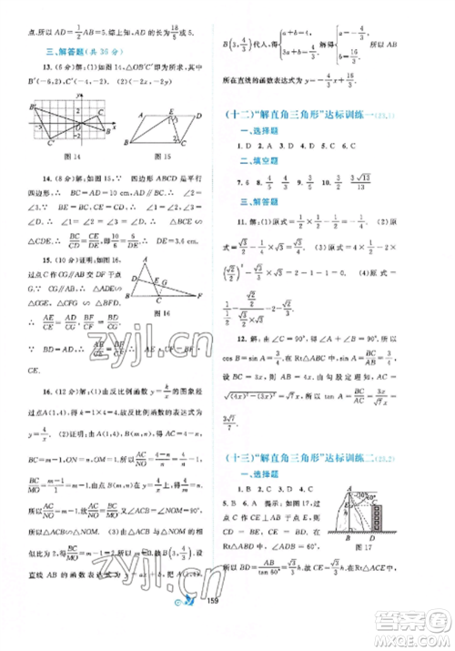 广西师范大学出版社2022新课程学习与测评单元双测九年级数学全册沪科版C版参考答案