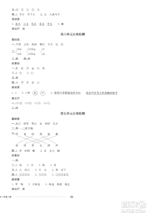 山东科学技术出版社2022同步练习册配套单元自测卷一年级语文上册人教版参考答案 山东科学技术出版社2022同步练习册配套单元自测卷一年级语文上册人教版参考答案