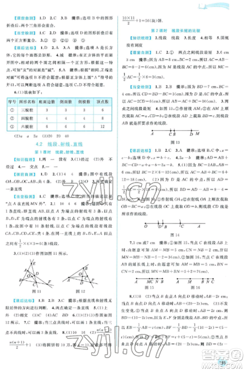 广西教育出版社2022新课程学习与测评同步学习七年级数学上册湘教版参考答案
