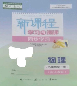 广西教育出版社2022新课程学习与测评同步学习九年级物理全册人教版参考答案