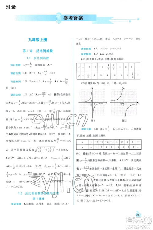 广西教育出版社2022新课程学习与测评同步学习九年级数学全册湘教版参考答案