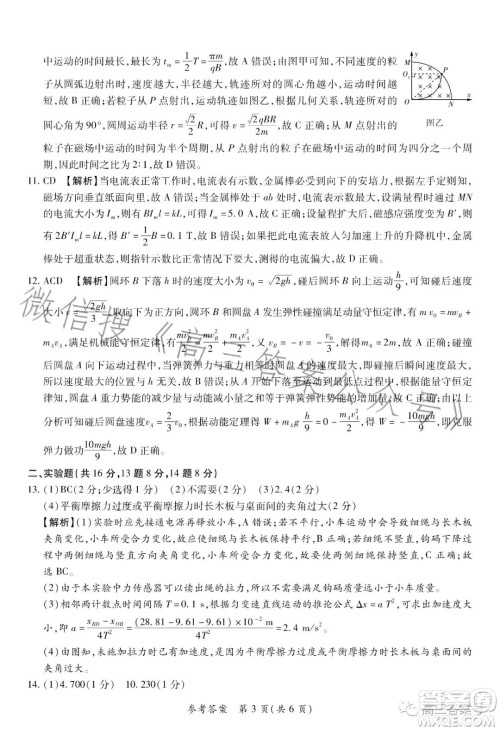 普高联考2022-2023学年高三测评三物理试卷答案 普高联考2022-2023学年高三测评三物理试卷答案