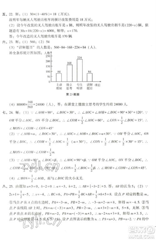 沈阳出版社2022期末冲刺必备模拟试卷七年级数学上册北师大版参考答案