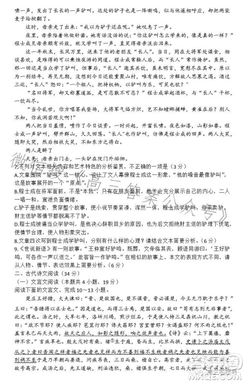 2022-2023学年高三top二十名校调研模拟卷二语文试卷答案