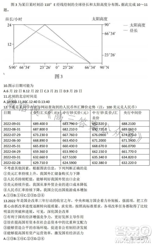 2022-2023学年高三top二十名校调研模拟卷二文科综合试卷答案 2022-2023学年高三top二十名校调研模拟卷二文科综合试卷答案