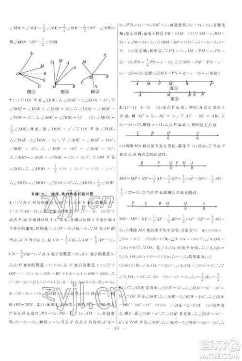 新疆青少年出版社2023寒假作业七年级数学通用版参考答案