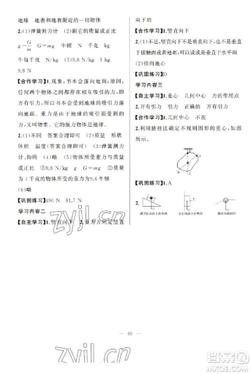 新疆青少年出版社2023寒假作业八年级物理通用版参考答案