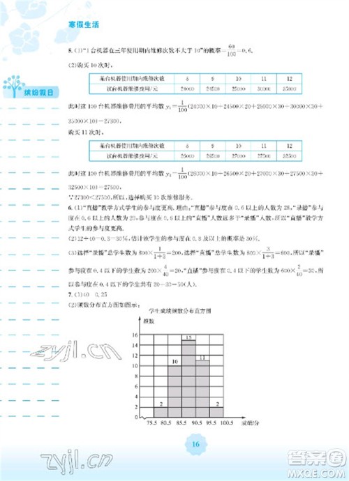 安徽教育出版社2023寒假生活九年级数学人教版参考答案 安徽教育出版社2023寒假生活九年级数学人教版参考答案