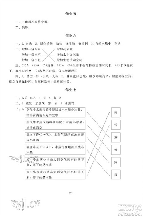 湖南少年儿童出版社2023寒假生活六年级合订本通用版参考答案