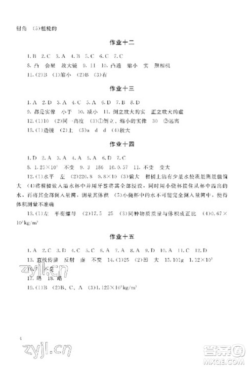 湖南少年儿童出版社2023寒假生活八年级副科合订本通用版参考答案