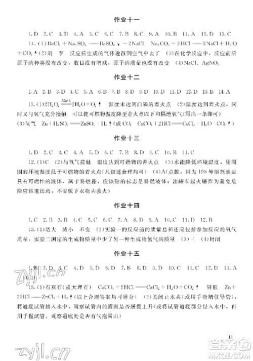 湖南少年儿童出版社2023寒假生活九年级副科合订本通用版参考答案