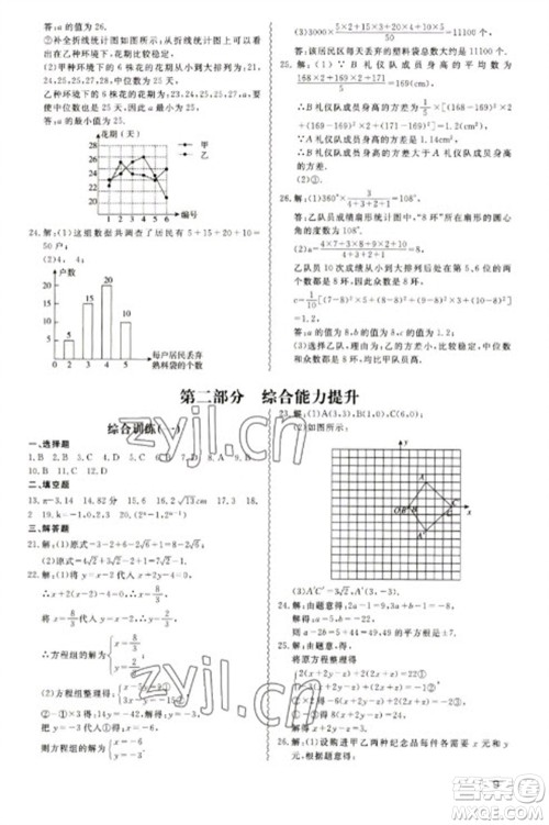 天津教育出版社2023寒假课程练习八年级数学人教版参考答案