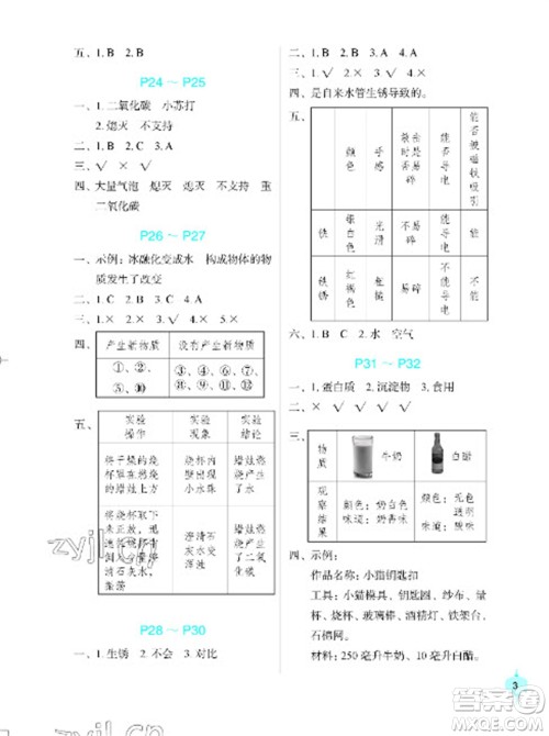 长江少年儿童出版社2023寒假作业五年级科学粤教版参考答案 长江少年儿童出版社2023寒假作业五年级科学粤教版参考答案