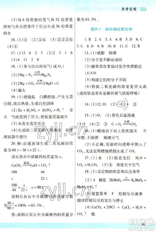 陕西师范大学出版总社2023寒假作业与生活九年级化学人教版参考答案 陕西师范大学出版总社2023寒假作业与生活九年级化学人教版参考答案