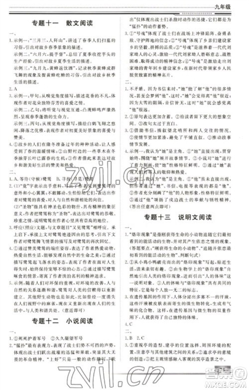 北京工业大学出版社2023文轩假期生活指导九年级语文通用版参考答案 北京工业大学出版社2023文轩假期生活指导九年级语文通用版参考答案