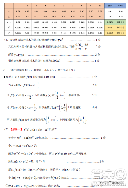 惠州市2023届高三第三次调研考试数学试题答案