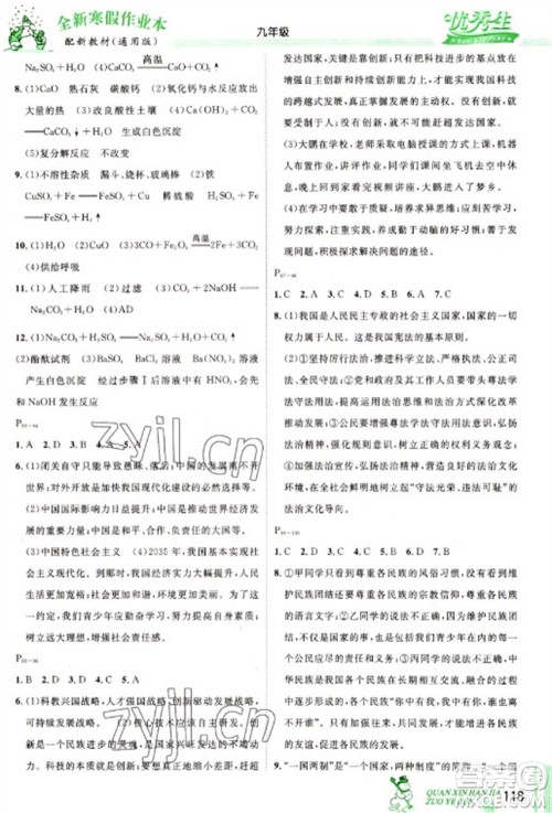 长江出版社2023优秀生快乐假期每一天全新寒假作业本九年级合订本通用版海南专版参考答案 长江出版社2023优秀生快乐假期每一天全新寒假作业本九年级合订本通用版海南专版参考答案