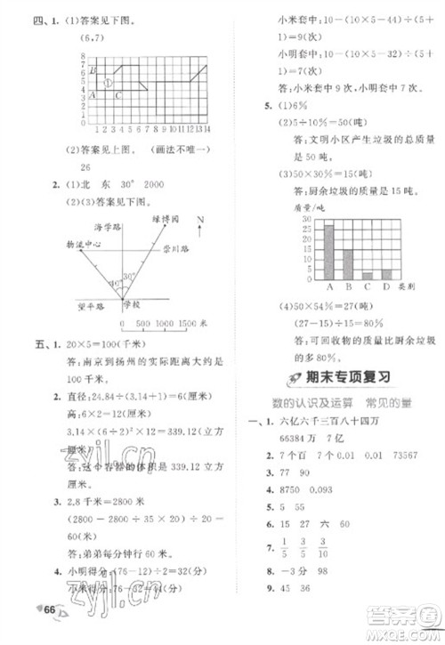 西安出版社2023春季53全优卷六年级下册数学苏教版参考答案