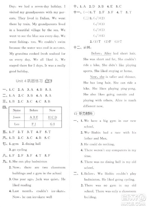 西安出版社2023春季53全优卷六年级下册英语人教PEP版参考答案