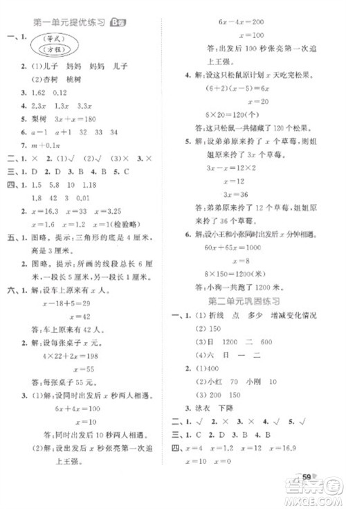 西安出版社2023春季53全优卷五年级下册数学苏教版参考答案 西安出版社2023春季53全优卷五年级下册数学苏教版参考答案
