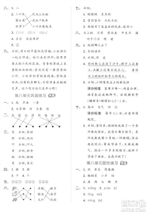 西安出版社2023春季53全优卷一年级下册语文人教版参考答案 西安出版社2023春季53全优卷一年级下册语文人教版参考答案