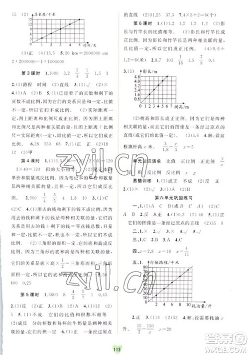 广西教育出版社2023新课程学习与测评同步学习六年级下册数学苏教版参考答案 广西教育出版社2023新课程学习与测评同步学习六年级下册数学苏教版参考答案