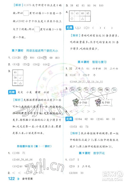 开明出版社2023全品学练考一年级下册数学冀教版参考答案