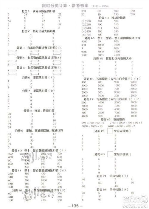 开明出版社2023全品学练考二年级下册数学苏教版参考答案