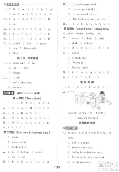 开明出版社2023全品学练考三年级下册英语译林版参考答案