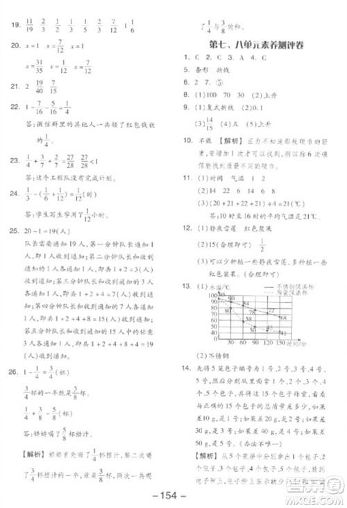 开明出版社2023全品学练考五年级下册数学人教版参考答案