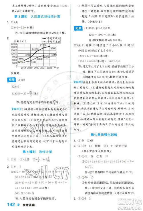 开明出版社2023全品学练考五年级下册数学冀教版参考答案