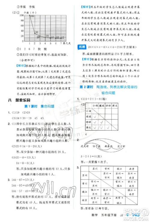 开明出版社2023全品学练考五年级下册数学冀教版参考答案