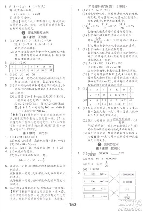 开明出版社2023全品学练考六年级下册数学人教版参考答案