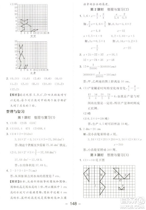 开明出版社2023全品学练考六年级下册数学北师大版参考答案