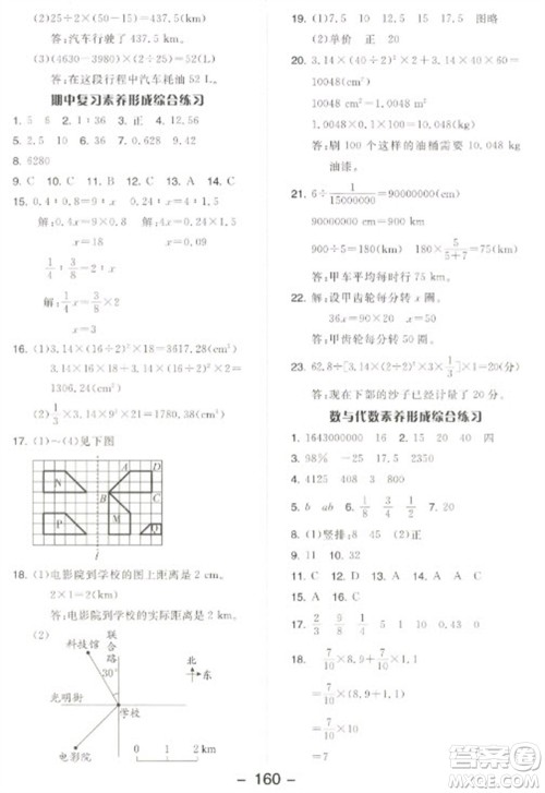 开明出版社2023全品学练考六年级下册数学北师大版参考答案