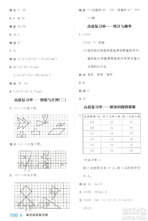 开明出版社2023全品学练考六年级下册数学北师大版参考答案