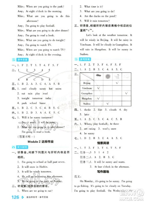 开明出版社2023全品学练考六年级下册英语外研版参考答案