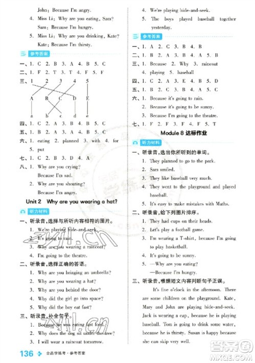 开明出版社2023全品学练考六年级下册英语外研版参考答案