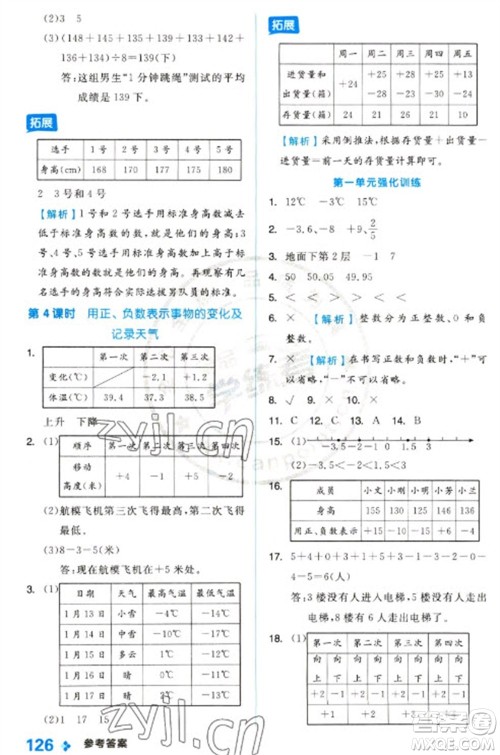 开明出版社2023全品学练考六年级下册数学冀教版参考答案