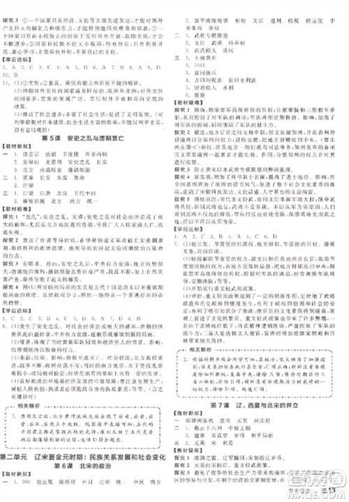 阳光出版社2023全品学练考七年级下册中国历史人教版参考答案