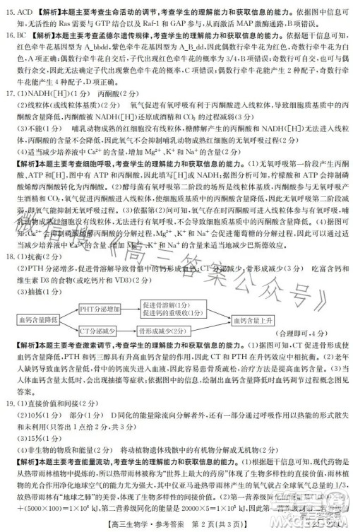 2023湖南金太阳联考23273C高三生物试卷答案 2023湖南金太阳联考23273C高三生物试卷答案