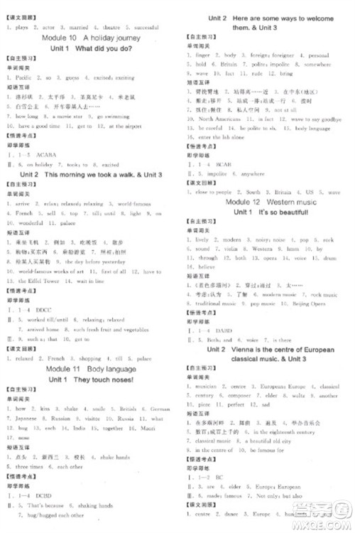 天津人民出版社2023全品学练考七年级下册英语外研版浙江专版参考答案