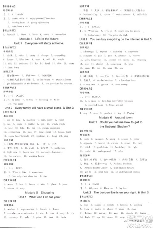 天津人民出版社2023全品学练考七年级下册英语外研版浙江专版参考答案